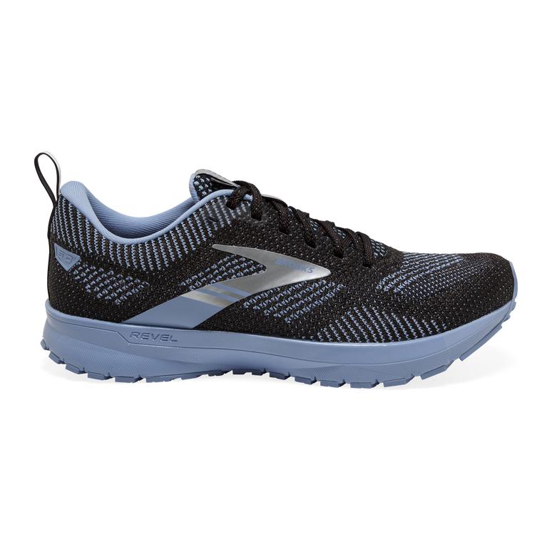Brooks Revel 5 Performance Women's Road Running Shoes - Black/Blue/Metallic Silver (10467-SDFQ)